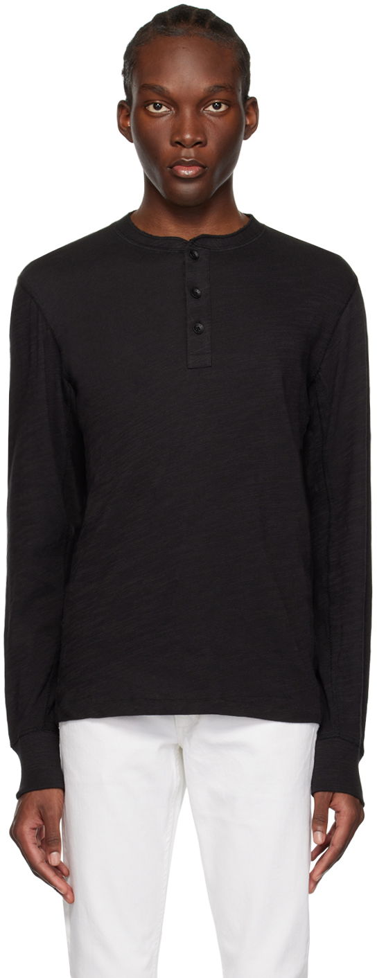 T-shirt rag & bone Flame Long Sleeve Henley Sort | M000T676G