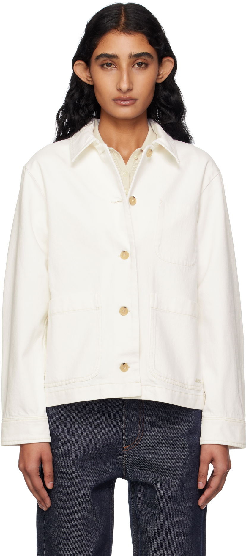 Jakke A.P.C. A.P.C. Nikkie Denim Jacket Hvid | COGZV-F02937