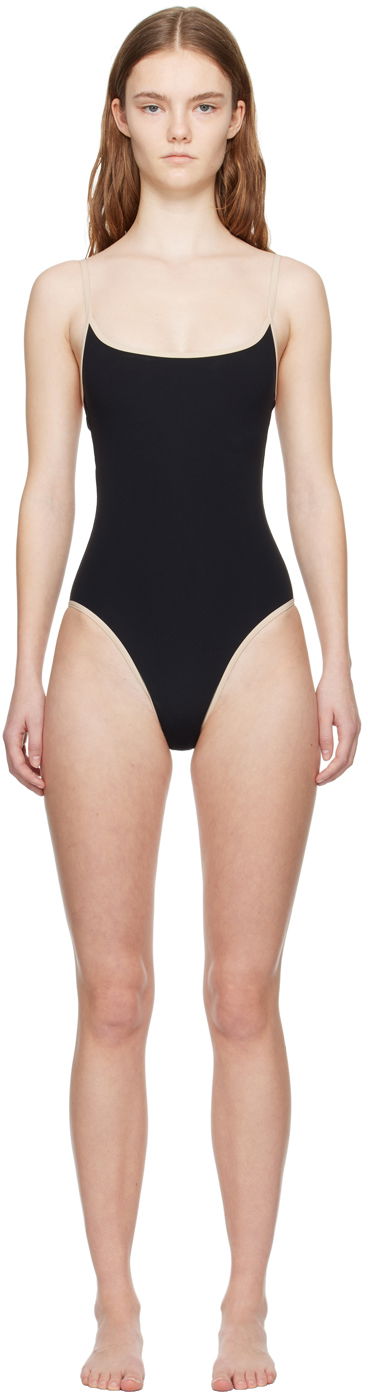 Badetøj TOTEME TOTEME Stripe Edge One-Piece Swimsuit Sort | 241-WSW1031-FB0097, 0