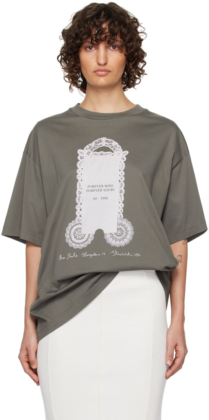 T-shirt Acne Studios Printed T-Shirt Grå | BL0346-, 0