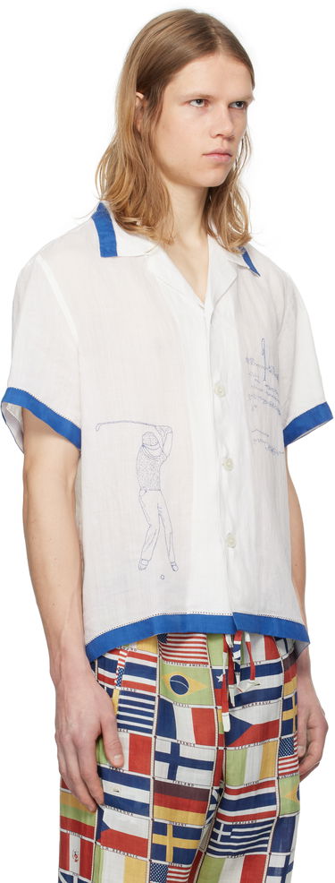 Skjorte Bode Bode Club Champion Linen Golf Print Shirt Hvid | MRS25SH008, 1