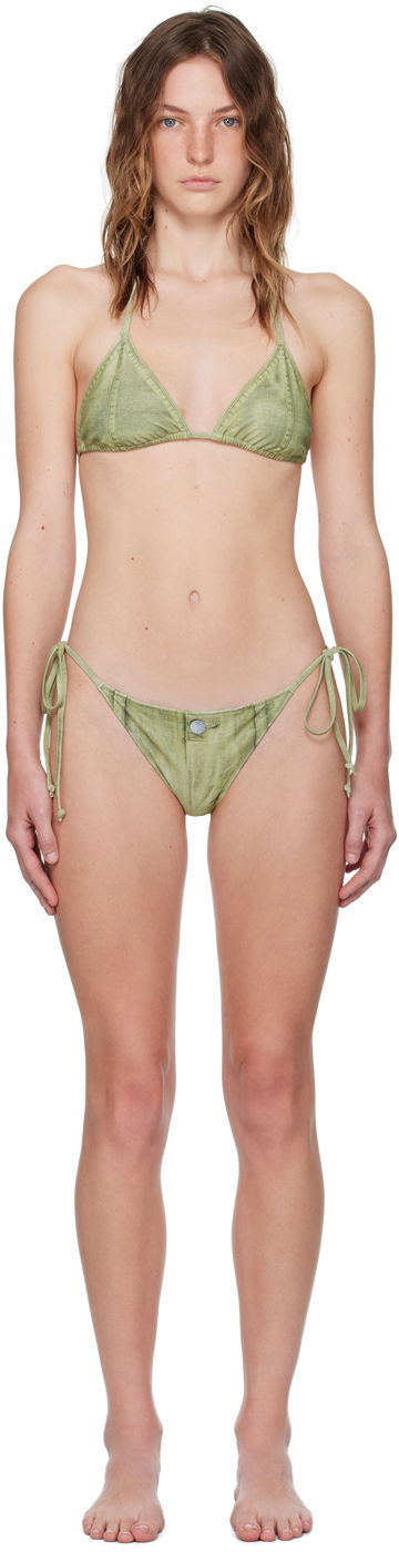 Badetøj Acne Studios Green Printed Bikini Grøn | AJ0014-