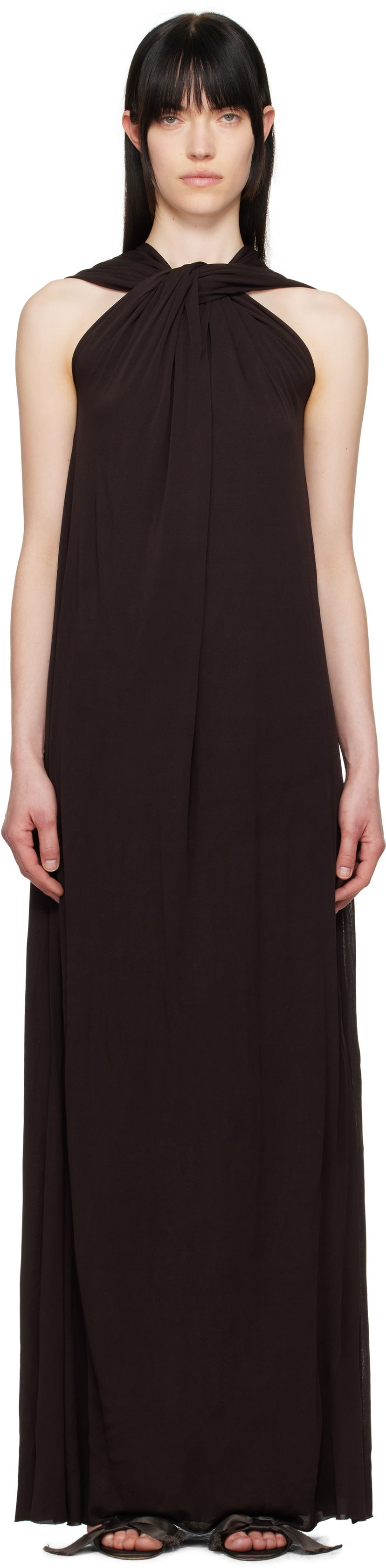 Kjole Jil Sander Jil Sander Draped Maxi Dress Brun | J02CT0473_J20041