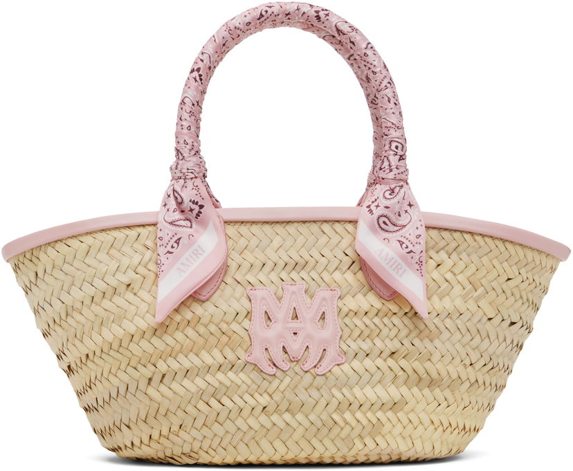 Håndtaske AMIRI AMIRI MA Raffia Micro Tote Lyserød | AWBGTO1002