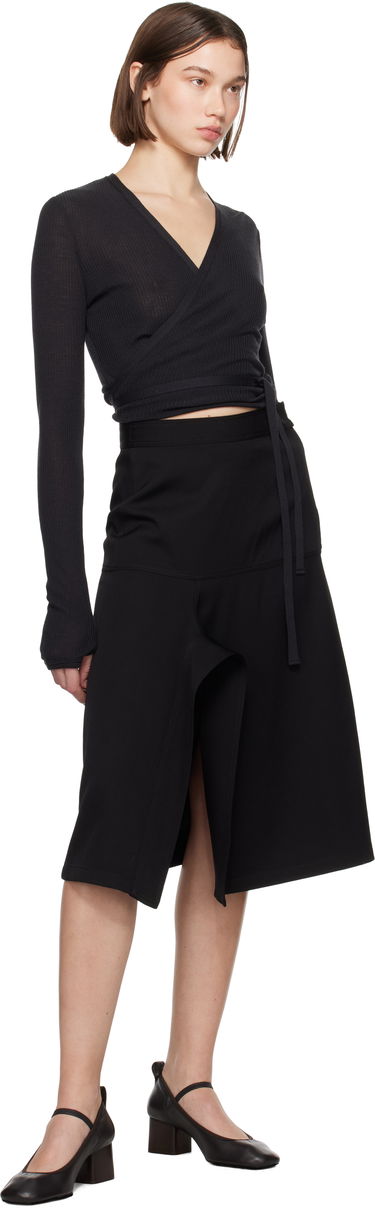 Nederdel LEMAIRE Lemaire Asymmetrical Wrapover Midi Skirt Sort | SK1043 LF1317, 3