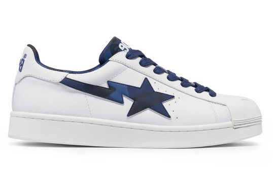 Sneakers og sko BAPE A Bathing Ape Skull Sta White Navy Hvid | 1J20191007-NVY