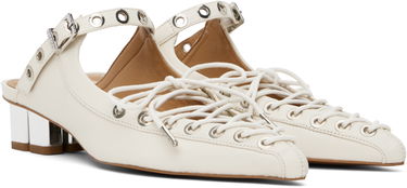 Sneakers og sko GANNI GANNI Lace-Up Mules Hvid | S2966, 3