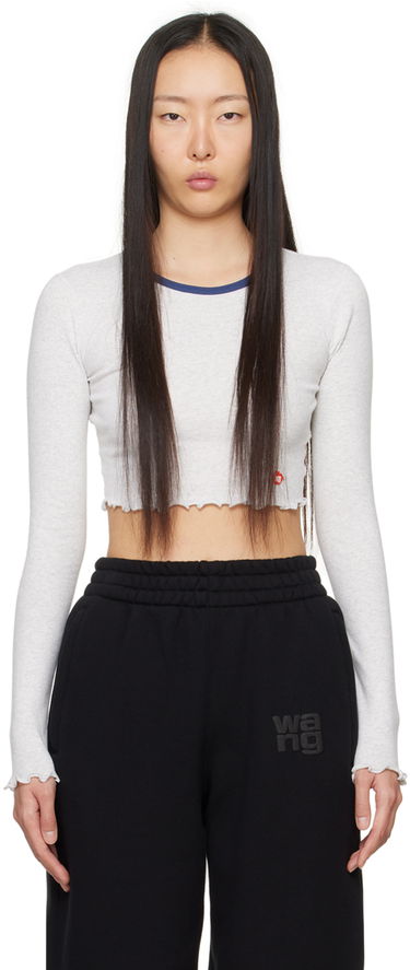 Crop top Alexander Wang Alexander Wang Cropped Long Sleeve T-Shirt Grå | 4CC1241443, 0