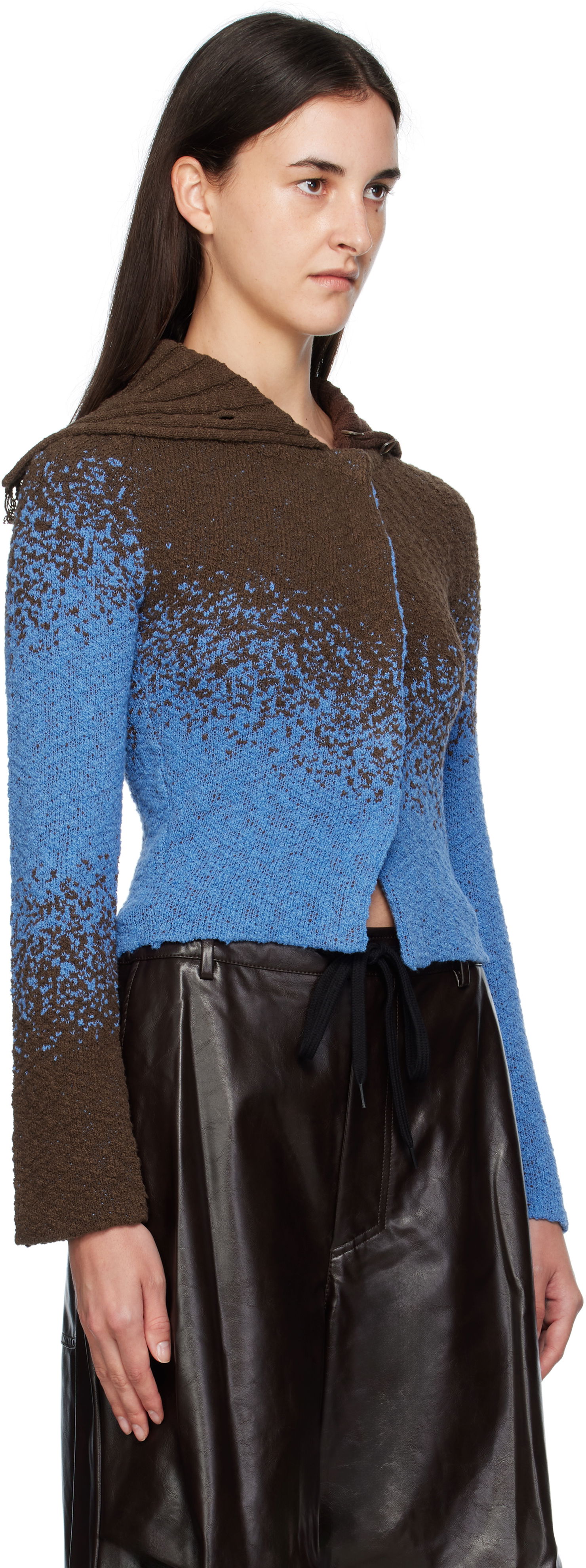 Sweater Andersson Bell Andersson Bell Flow Jacquard Knit Cropped Hoodie Blå | atb1358w, 1