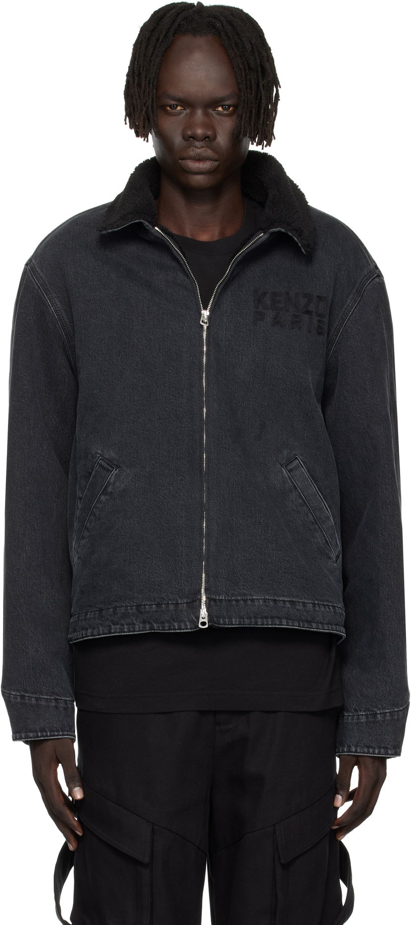 Jakke KENZO Kenzo Paris 'KENZO Happy Tiger' Denim Utility Jacket Sort | FF65DB1056C4