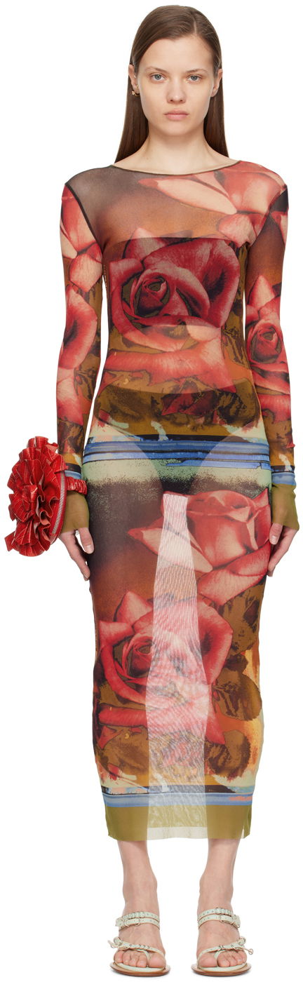 Kjole Jean Paul Gaultier Jean Paul Gaultier Roses Print Maxi Dress Flerfarvet | 24/25-F-RO090-T547-403050