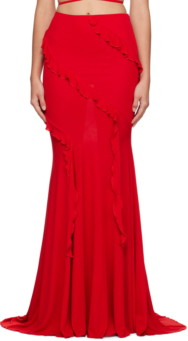 Nederdel Blumarine Blumarine Ruffled Maxi Skirt Rød | P344G007A