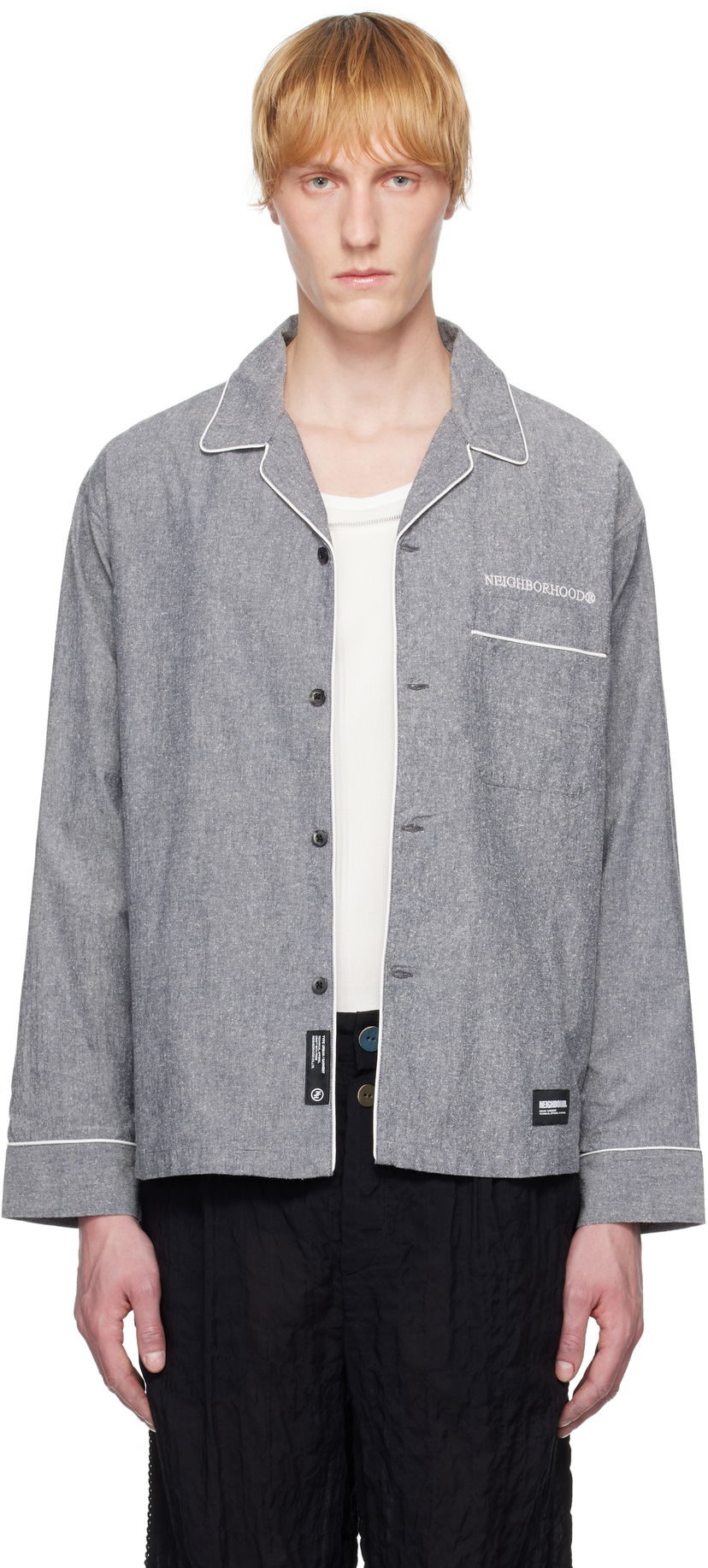 Skjorte Neighborhood Neighborhood Long Sleeve Pajama Shirt Grå | 251TSNH-SHM10