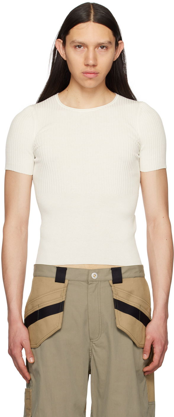 Crop top Dion Lee Dion Lee Gradient Rib T-Shirt Hvid | C7192S23, 0