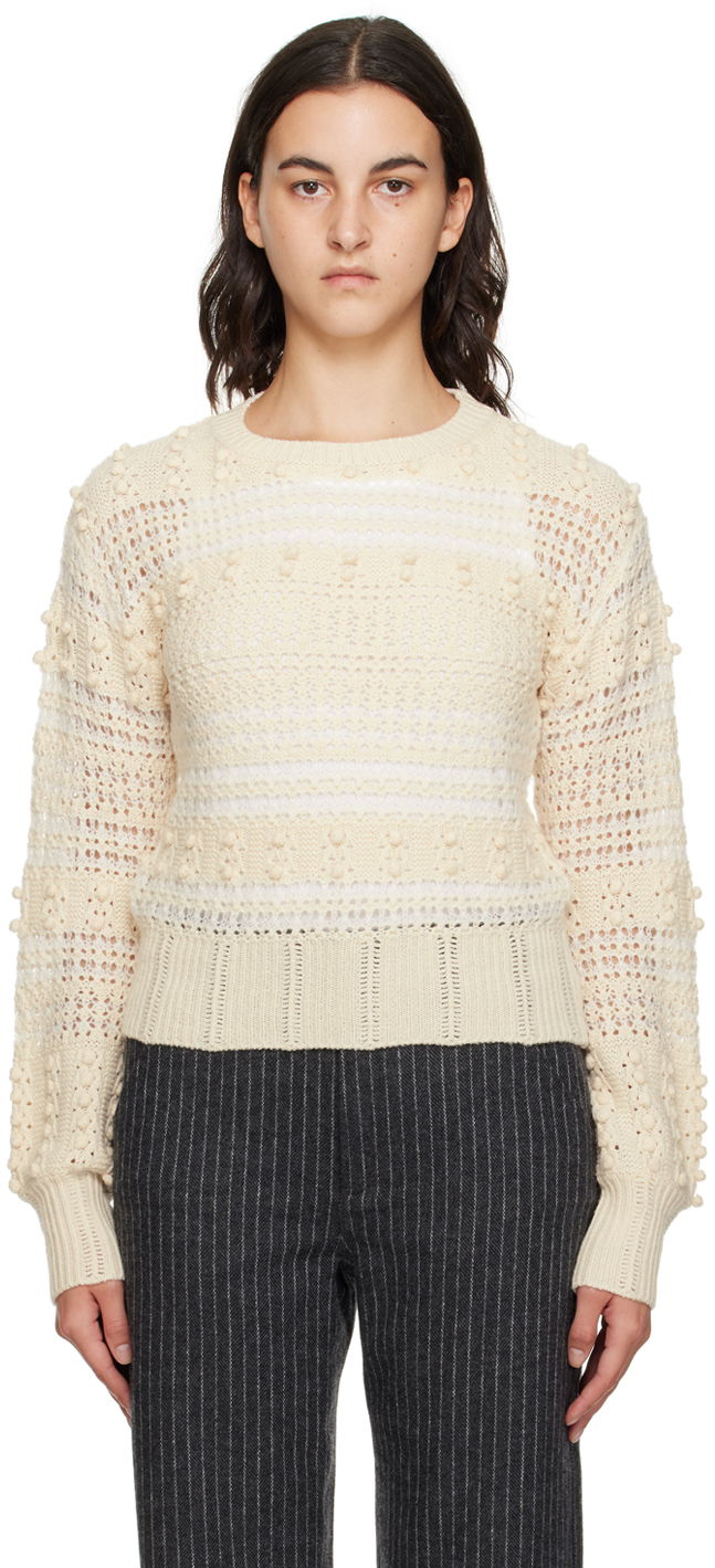 Sweater rag & bone Striped Crocheted Sweater Beige | WAS23F046LV46