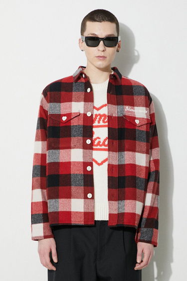 Skjorte Human Made Wool Check Relaxed Shirt Rød | HM26SH011, 2
