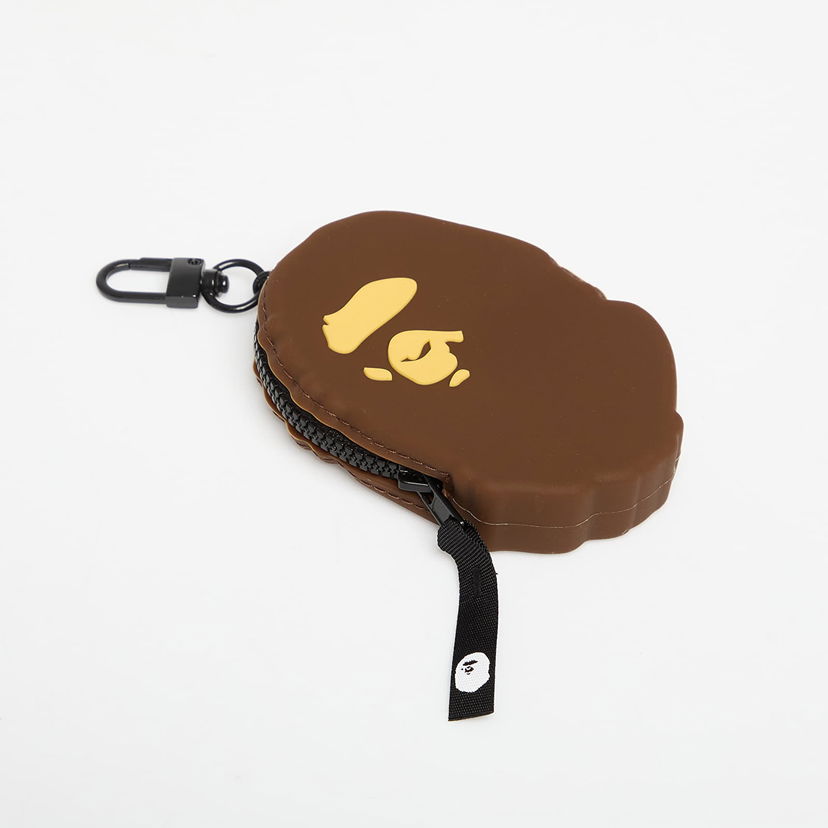 Tegnebog BAPE Ape Head Silicone Zippered Coin Case with Carabiner Brun | 001SGL801011MBRW