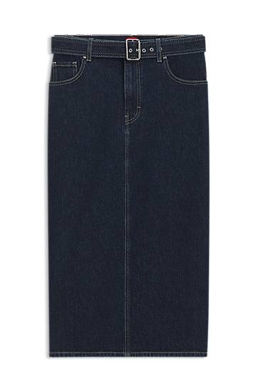 Nederdel BOSS Buckled Belt Midi Denim Skirt Blå | 50541495, 0