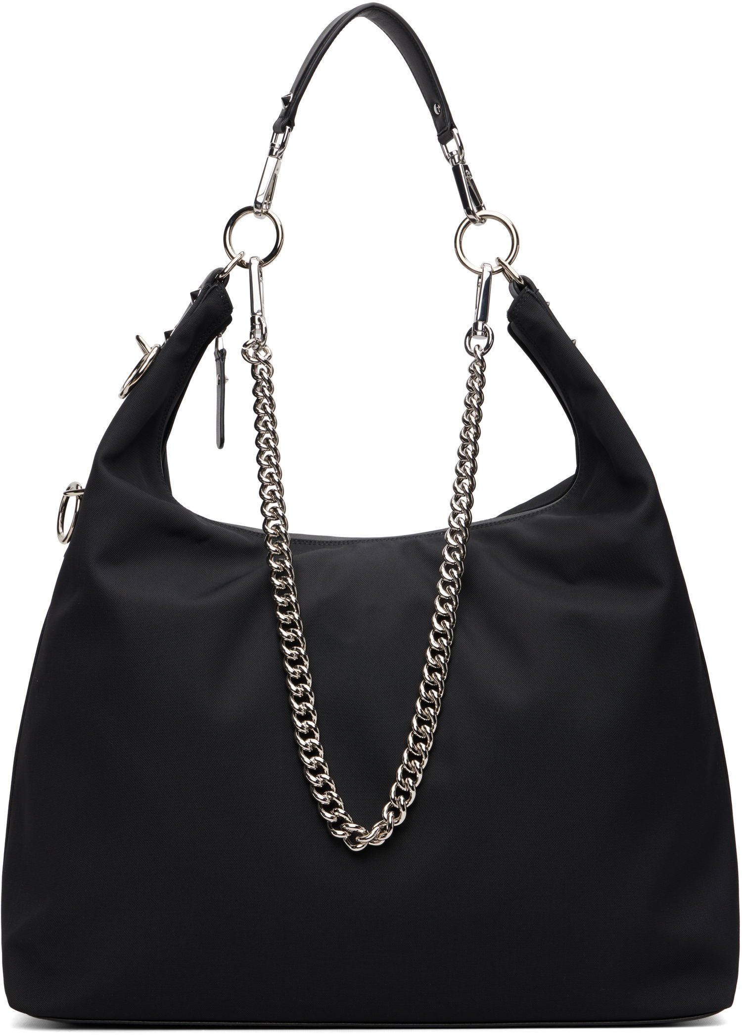 Håndtaske R13 Large Nylon Hobo Bag with Chain Sort | R13WA063-A010, 0