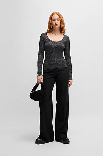 Sweater BOSS Slim-Fit Sparkle Sweater Sort | 50522557, 1