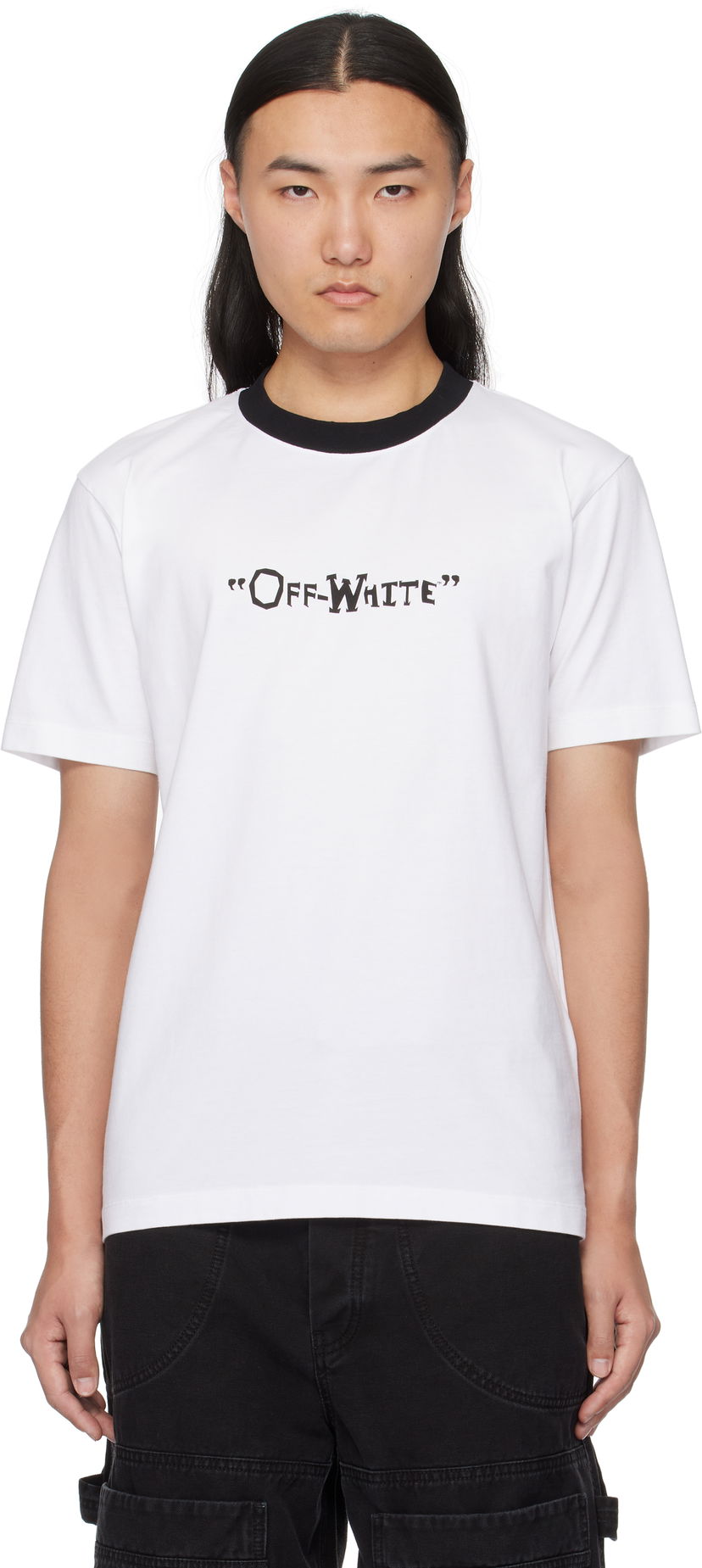T-shirt Off-White Slim Quote T-Shirt Hvid | OMAA027S25JER0090110