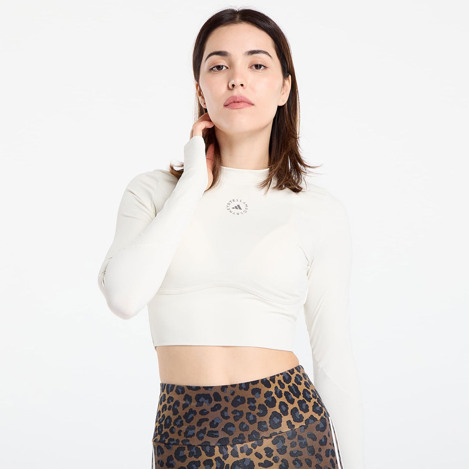 Crop top adidas Performance Stella McCartney Training Longsleeve Crop Top Hvid | JM1403, 1