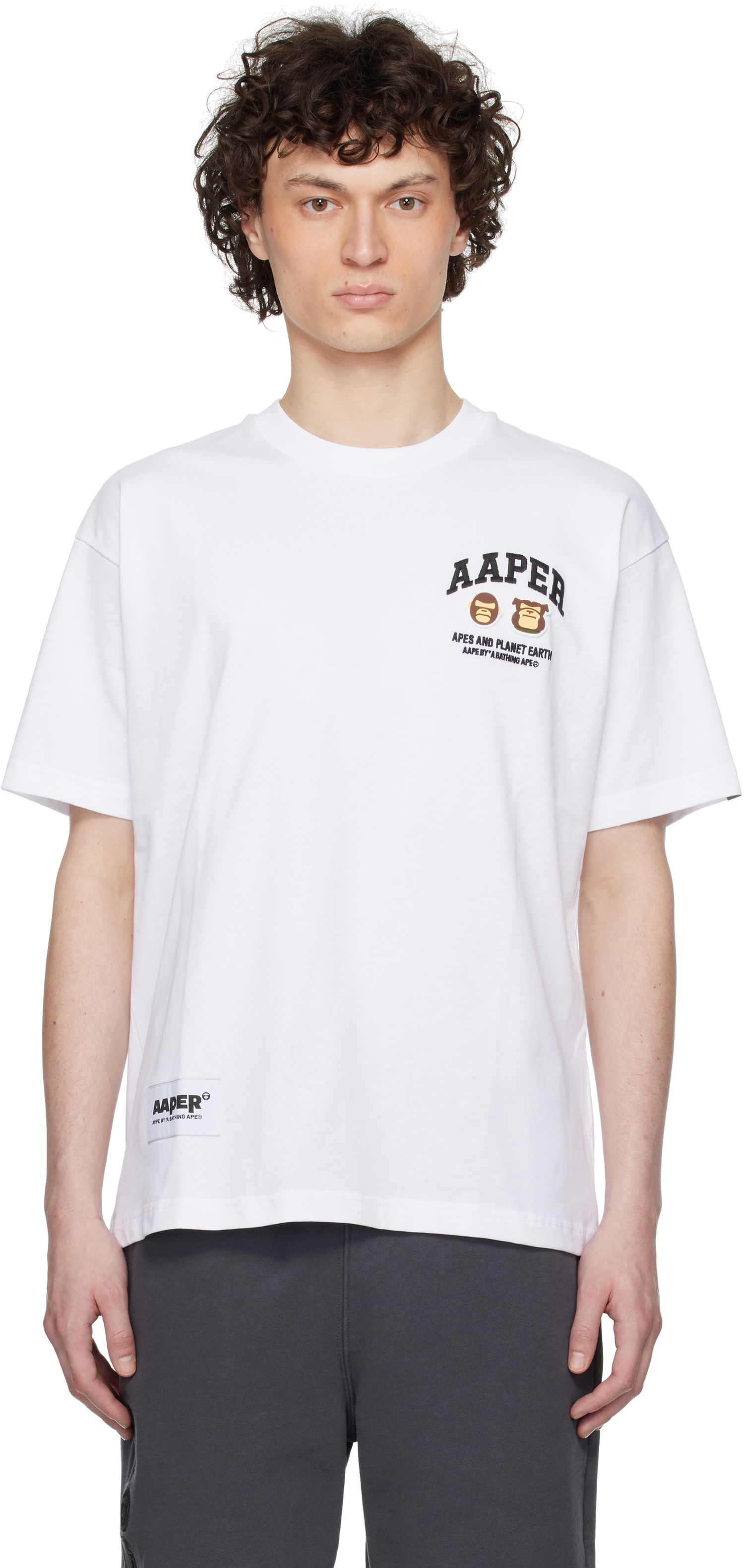 T-shirt AAPE by A Bathing Ape AAPE By A Bathing Ape 'AAPER' Logo Short Sleeve T-Shirt Hvid | AAPTEM1611XXNWHX, 0