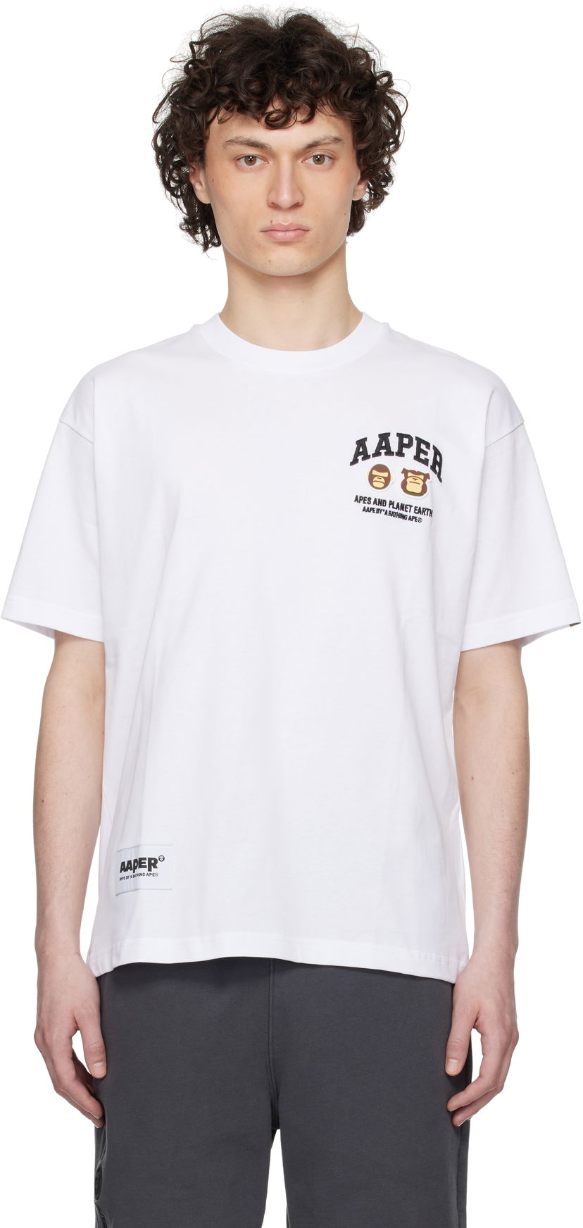 T-shirt AAPE by A Bathing Ape AAPE By A Bathing Ape 'AAPER' Logo Short Sleeve T-Shirt Hvid | AAPTEM1611XXNWHX