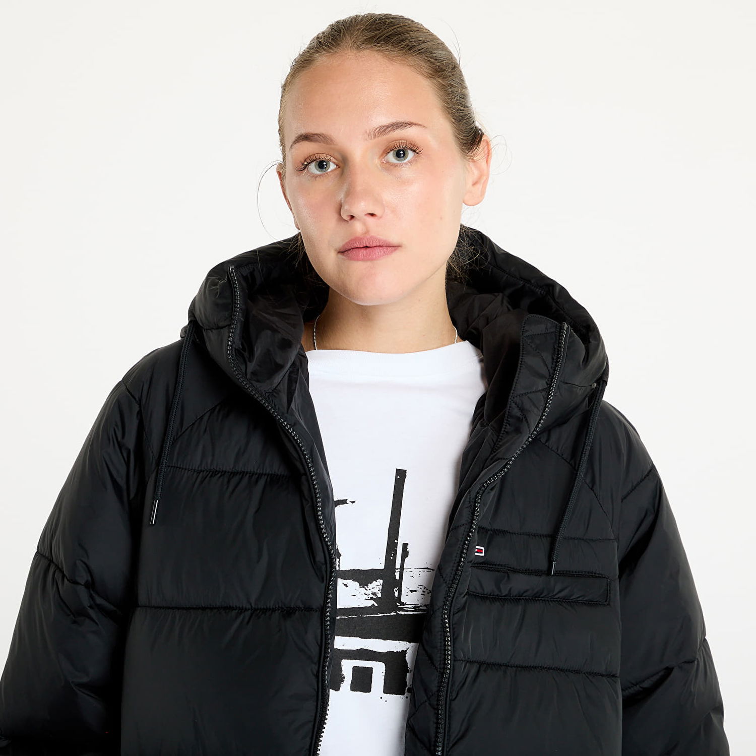Puffer jakke Tommy Hilfiger Midi Vail Puffer Jacket Black Sort | DW0DW18842 BDS, 1