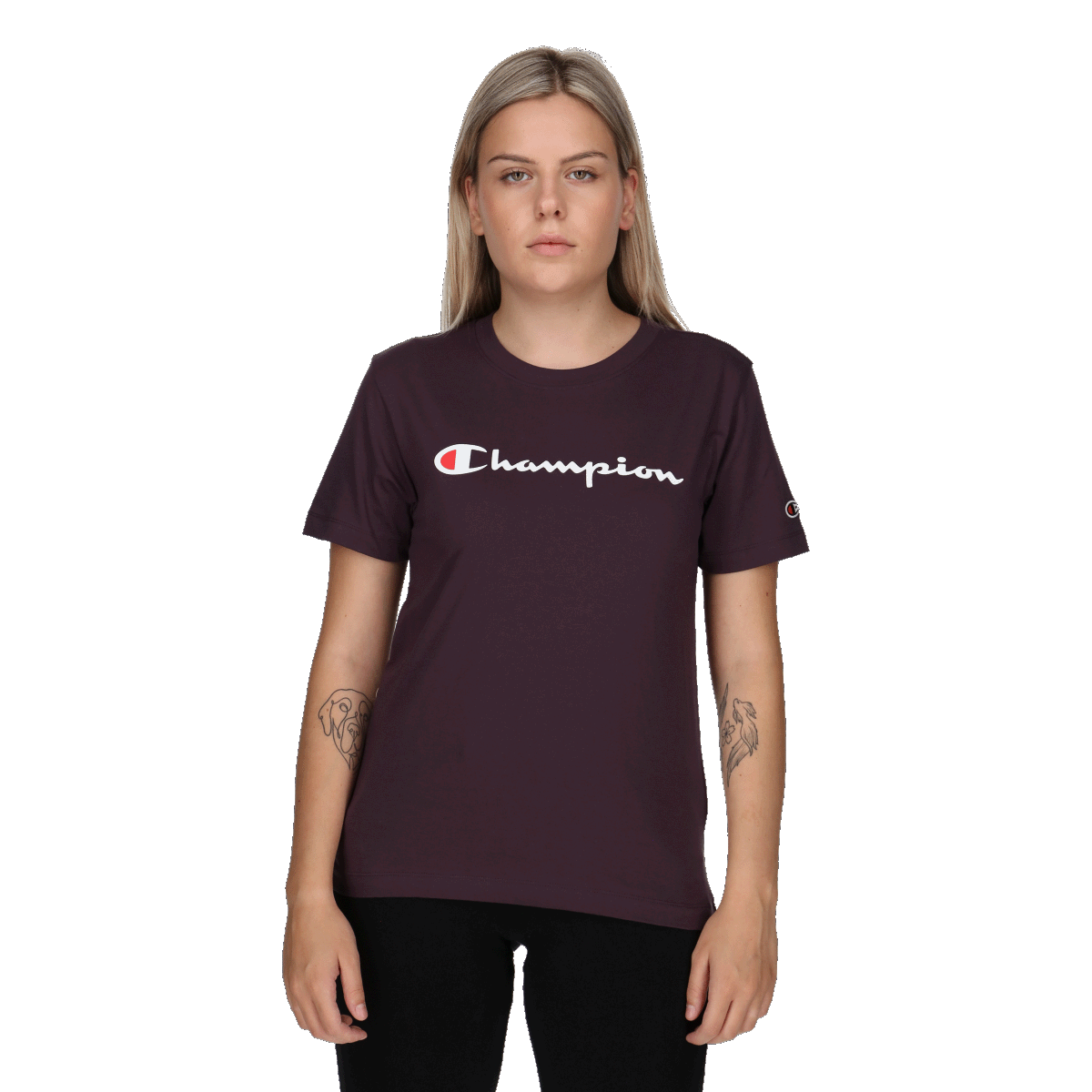 T-shirt Champion Short Sleeve Script Logo T-Shirt Bourgogne | 117534-VS503, 0