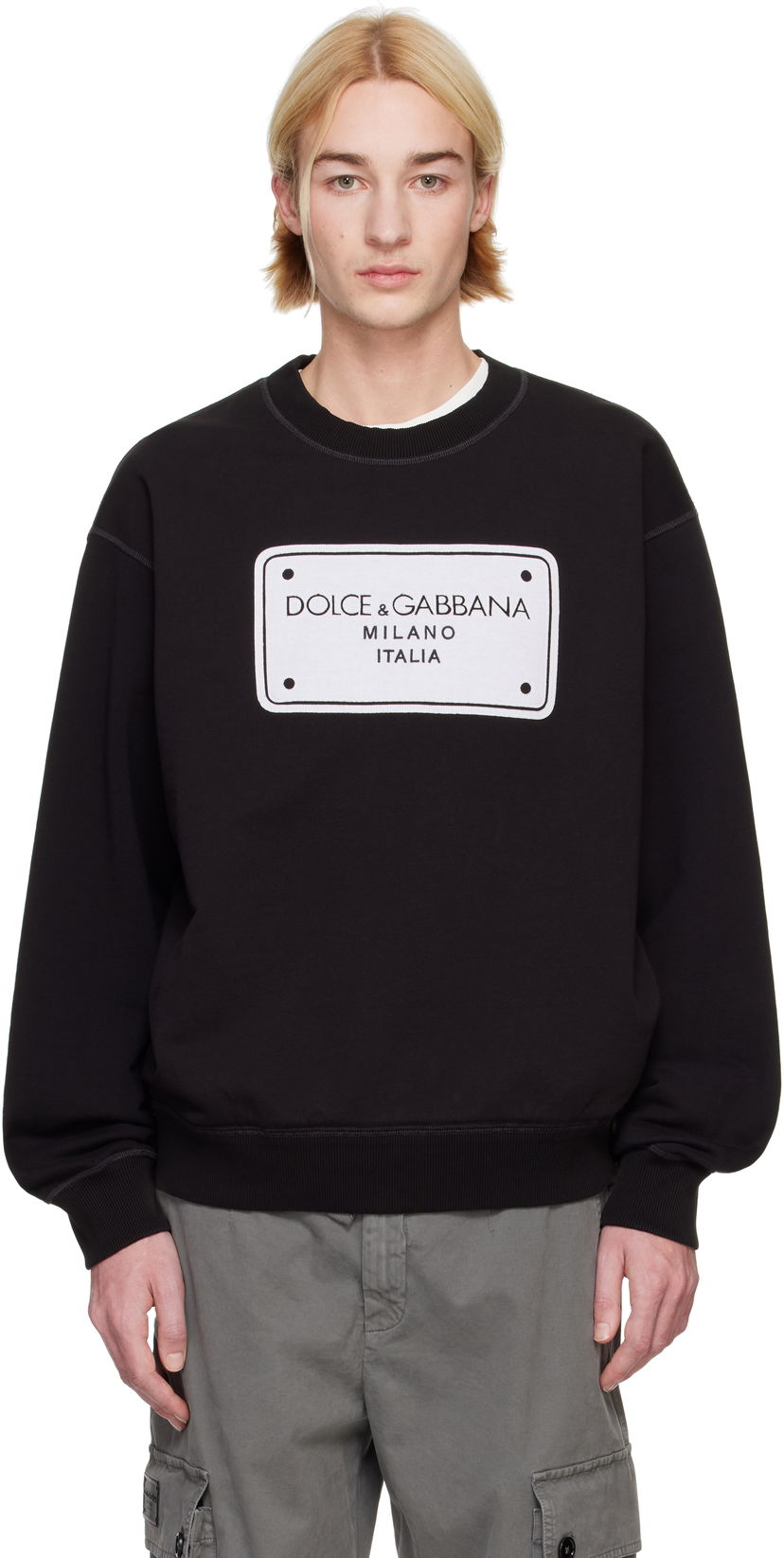 Sweater Dolce & Gabbana Dolce&Gabbana Patch Sweatshirt Sort | G9AHSZG7NRT