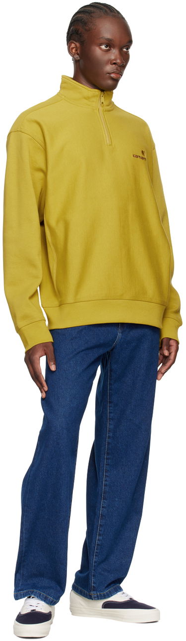 Sweatshirt Carhartt WIP American Script Quarter-Zip High-Collar Sweatshirt Gul | I027014, 3