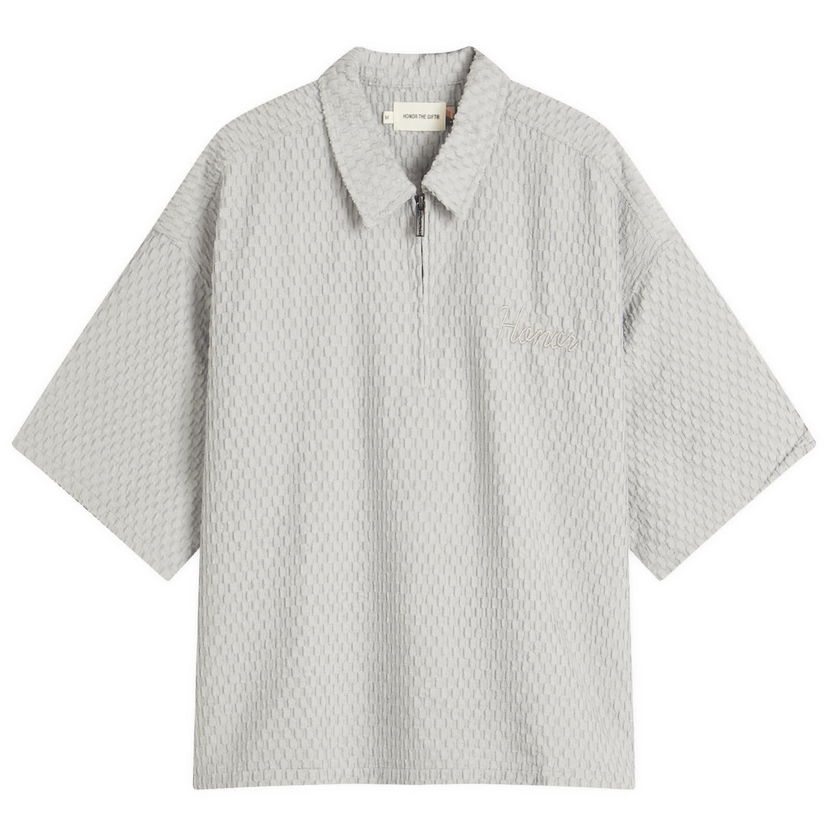 Polo skjorte Honor The Gift Honor The Gift Textured Knit Zip Polo Grå | HTG250133-GRY