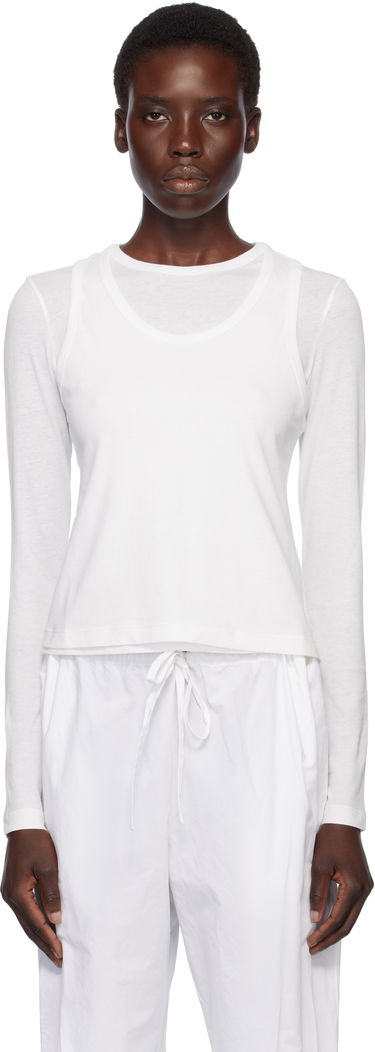 T-shirt The Row The Row Seruni Layered Long Sleeve T-shirt Hvid | 9049-K421, 0