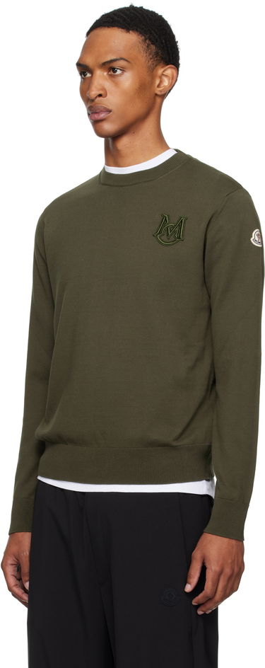 Sweater Moncler Moncler Embroidered Monogram Cotton Sweater Grøn | K20919C00013M1113, 3