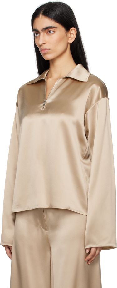 Skjorte Nanushka Nanushka Mencia Satin Blouse Beige | NW25RSTP02272, 3