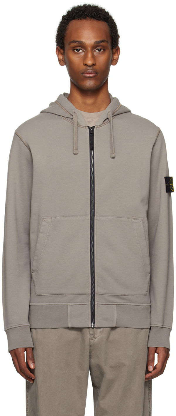 Sweatshirt Stone Island Zip Hoodie Grå | 801564251