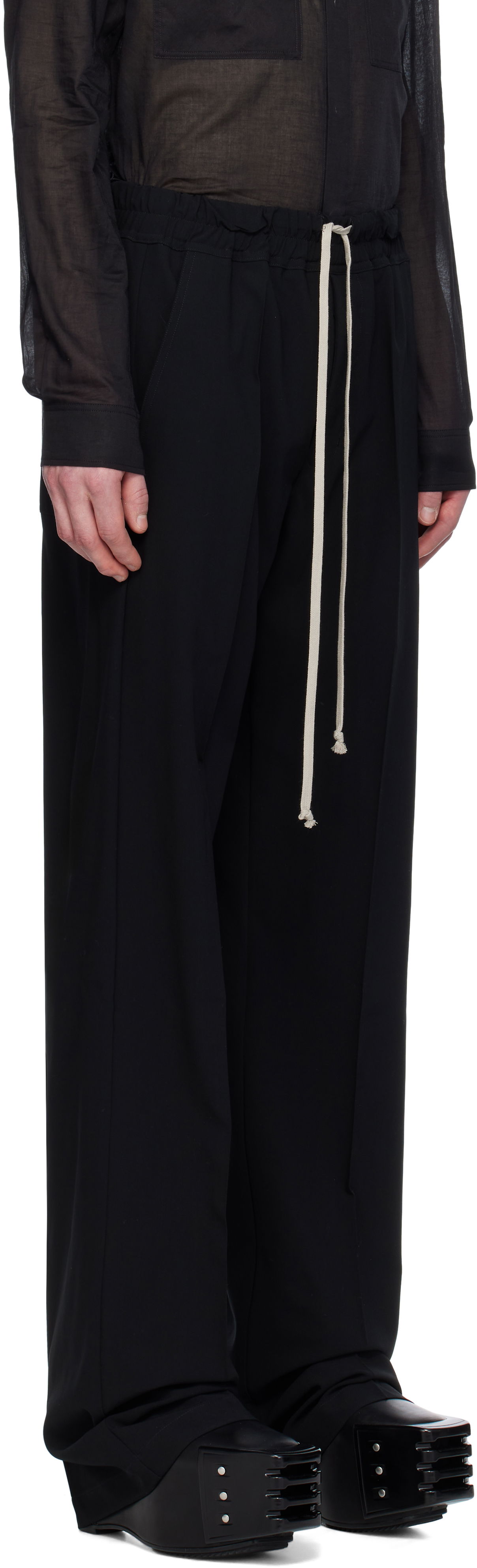 Bukser Rick Owens Rick Owens Hollywood Dietrich Drawstring Trousers Sort | RU01E5378 WLP, 1