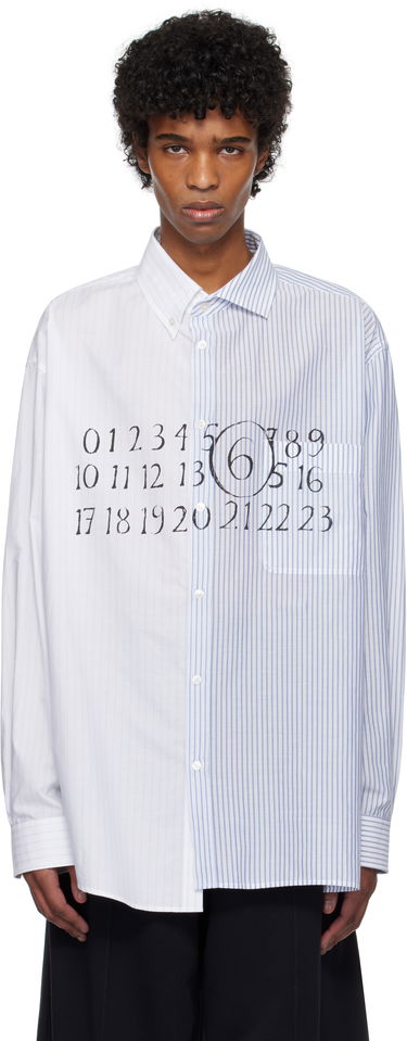 Skjorte Maison Margiela MM6 Maison Margiela Numeric Print Asymmetric Shirt Hvid | SH0DT0025 MTN043, 0