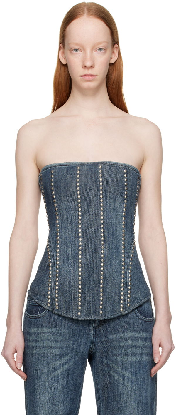 Tanktop Miaou Miaou Libra Denim Corset Blå | 7063SD2DUR