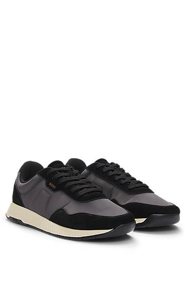 Tøj BOSS Mixed-Material with Suede Trims Grå | 50536469
