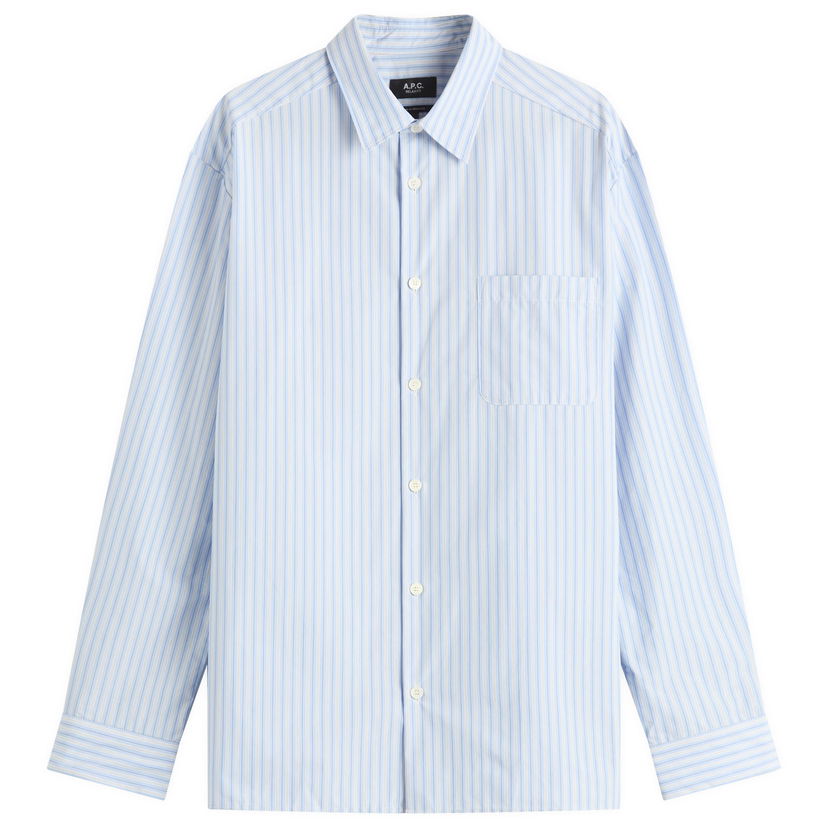 Skjorte A.P.C. A.P.C. Malo Striped Button-Down Shirt, Size Small Blå | COHJJ-H12532-IAB