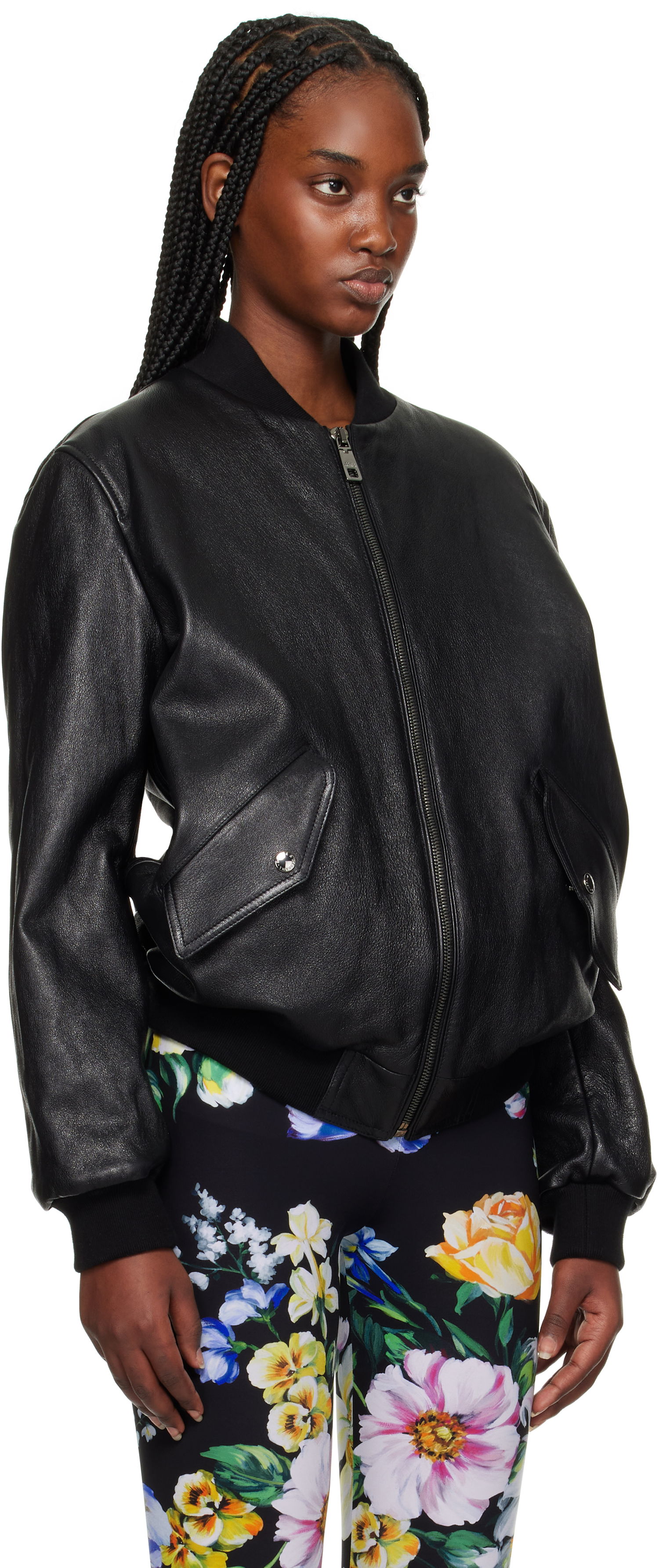 Bomberjakke Dolce & Gabbana Dolce&Gabbana Nappa Leather Bomber Jacket Sort | F9S37L HULQJ, 1
