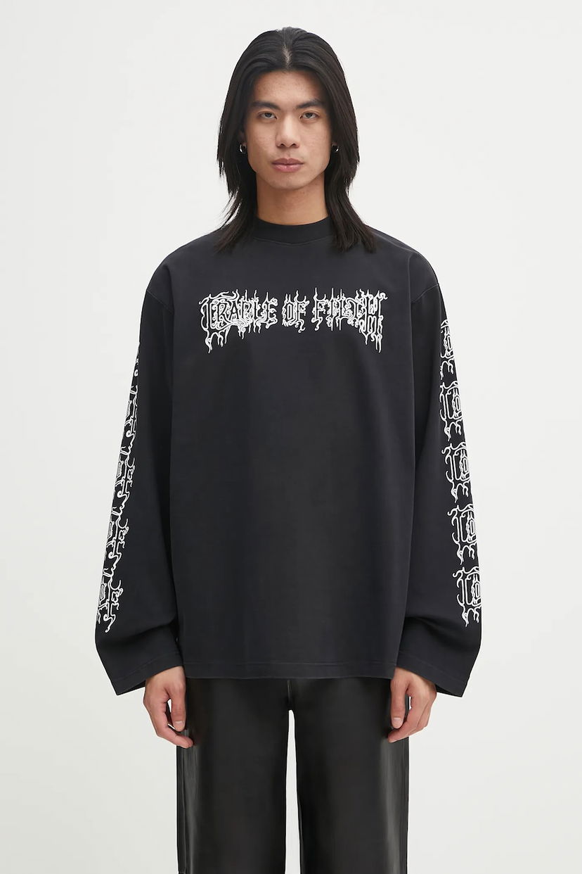 T-shirt VETEMENTS VETEMENTS Cof Logo Long Sleeve T-Shirt Sort | UCF76LS100B