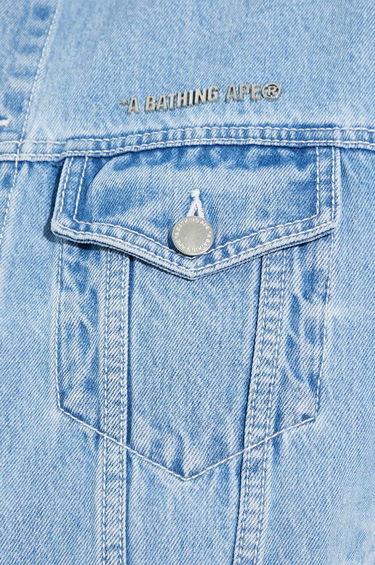 Jakke BAPE A Bathing Ape Metal Logo Pin Oversize Denim Jacket Blå | 1J80140056, 5