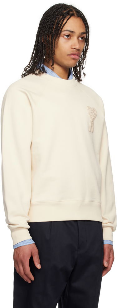 Sweater AMI AMI Paris Cotton Ami de Coeur Patch Sweatshirt Beige | USW055.747, 1