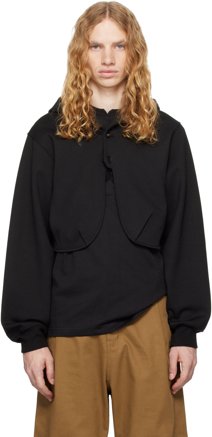 Sweatshirt ADER ERROR Cropped Hoodie Sort | BN01FWHD0401BK
