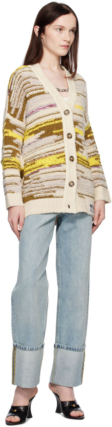 Sweater Moschino Jeans Striped Knit Cardigan Beige | 251K10681, 3