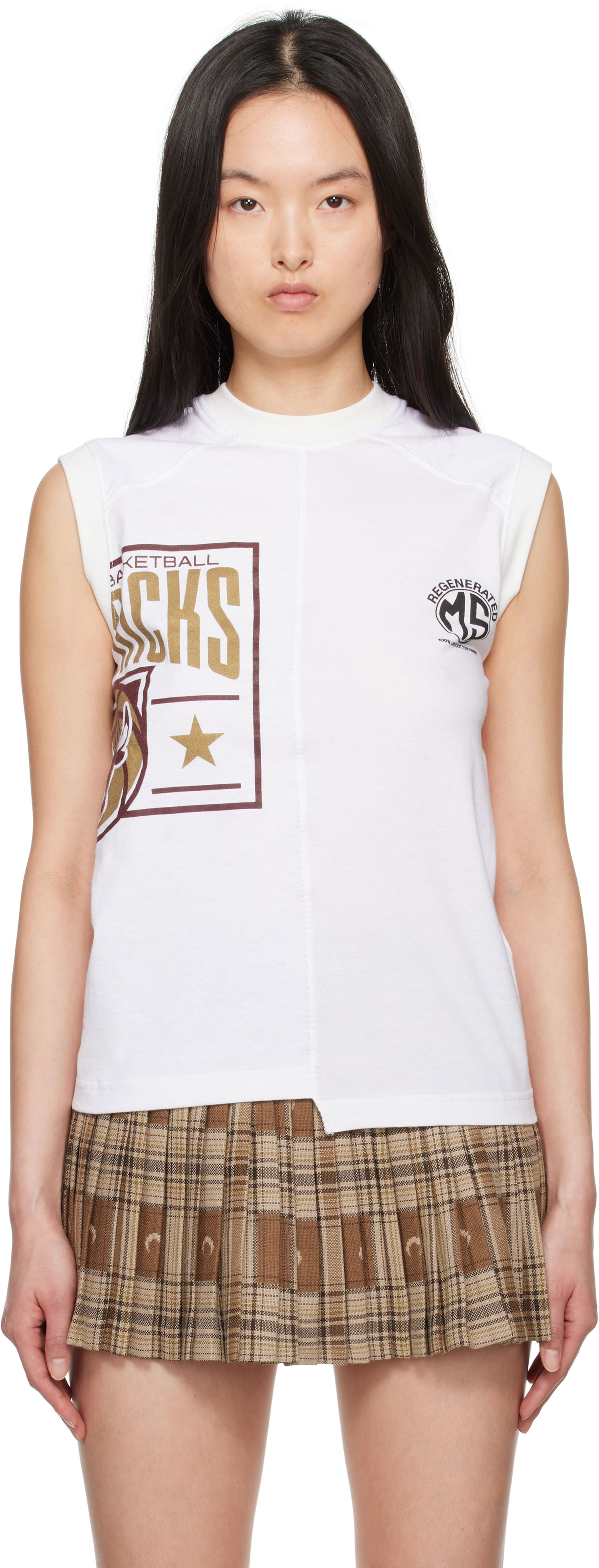 Tanktop Marine Serre Marine Serre Graphic Print Tank Top Hvid | MTT090A UJER0003, 0