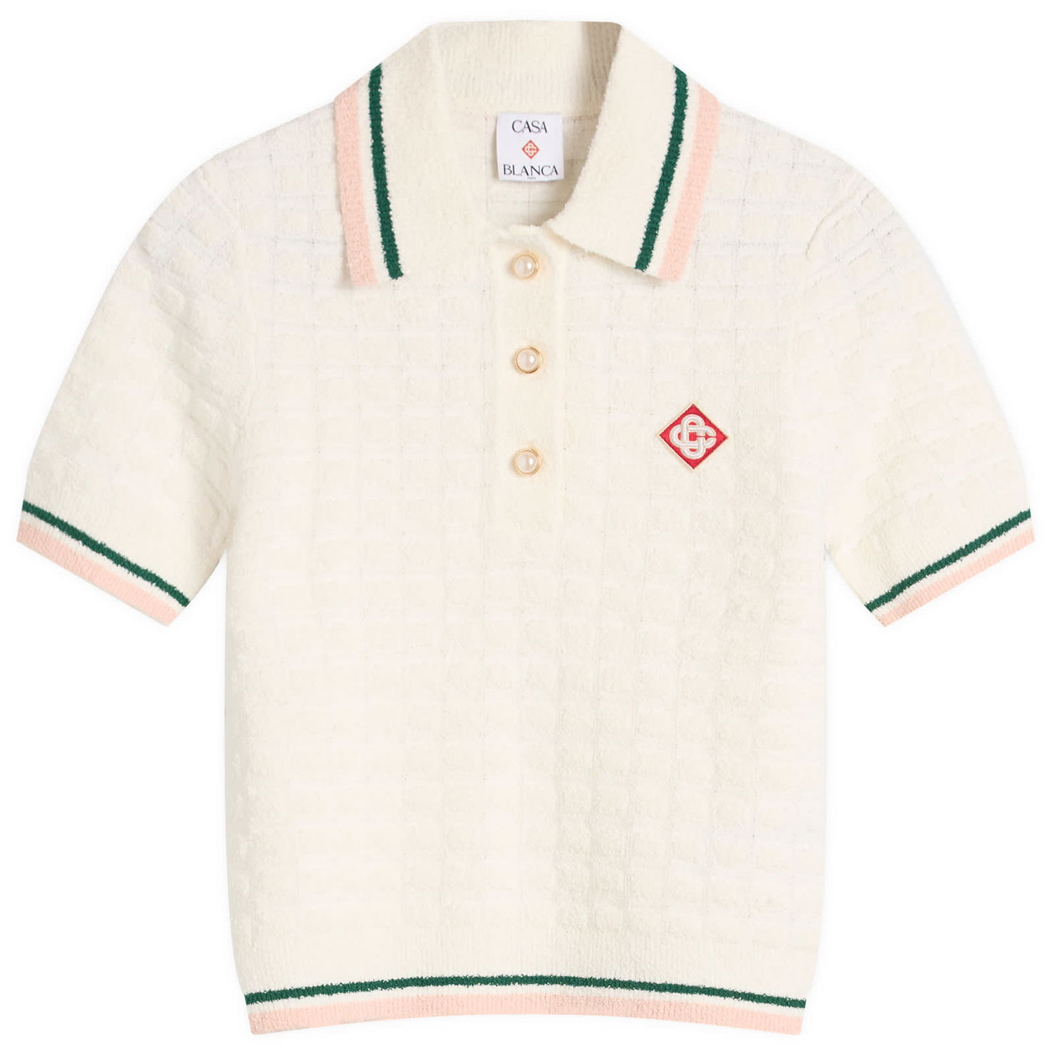 Polo skjorte Casablanca Casablanca Women's Boucle Polo Hvid | WPF25-KW-1017-01, 1